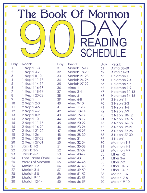 Daily Scripture Reading Chart Lds